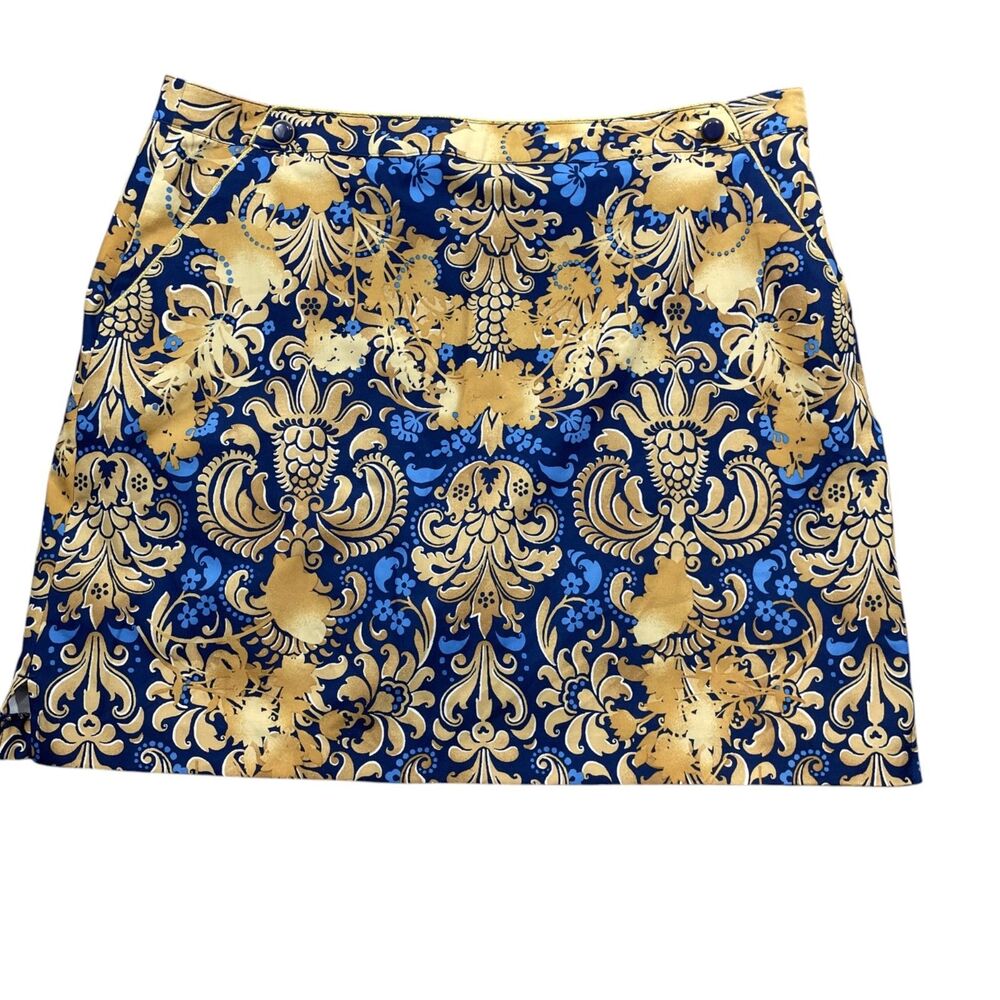 EP Pro 16 Skort Gold Blue Stunning Polyester Spandex‎ Side Zipper Slit Pockets